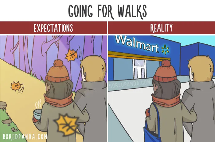 The Difference Between Relationship Expectations Vs. The Reality In 20 Illustrations