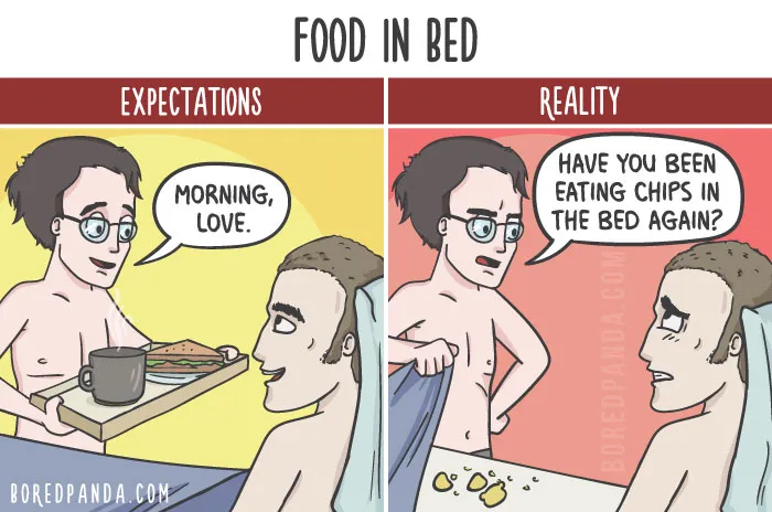 The Difference Between Relationship Expectations Vs. The Reality In 20 Illustrations