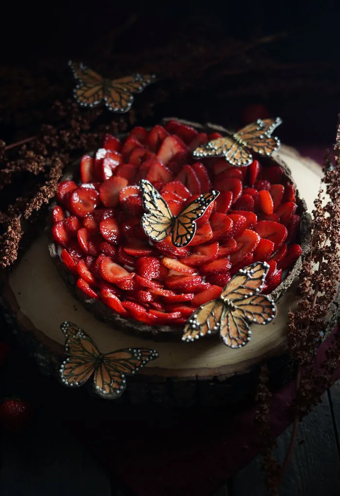 Curly Dock And Balsamic Strawberry Tart