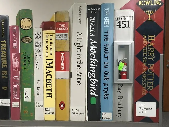 This Mural At My School Has Fahrenheit 451 Positioned On The Fire Extinguisher