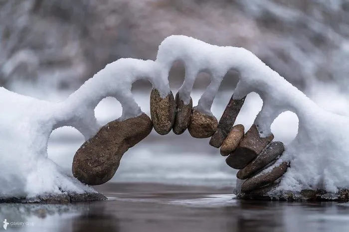 The Way The Snow Is Resting On This Handmade Stone Arch