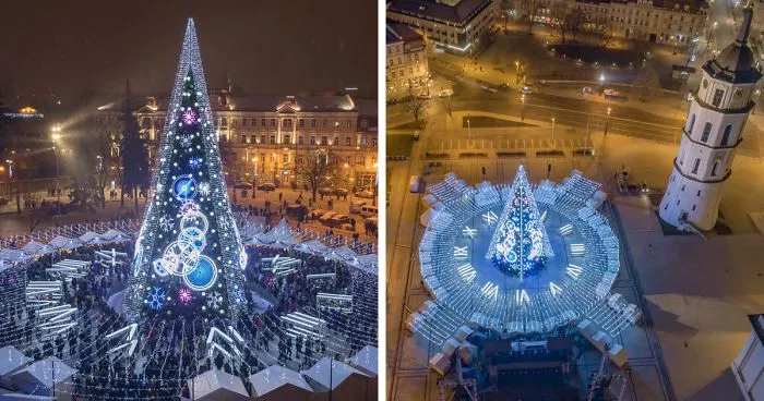 Spectacular Christmas Tree Illuminated With 5 Km Of Lighting Announces The Holiday Season In Vilnius