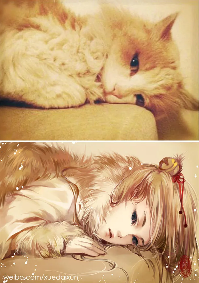 Chinese Artist Creates Human Version Of Cats And Dogs, And The Result Is On Point (22 Pics)