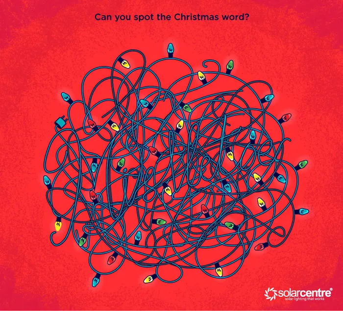 Can You Find The Hidden Words In The String Of Christmas Lights?
