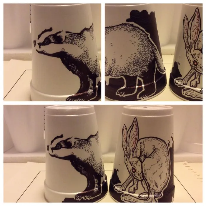 Instead Of Watching Tv, I Draw On Styrofoam Cups.