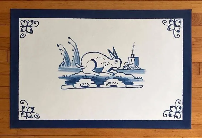 18th Century Delft Tile Rabbit