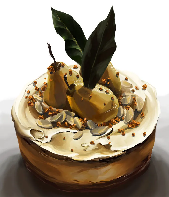 Amaretto Poached Pear Cake