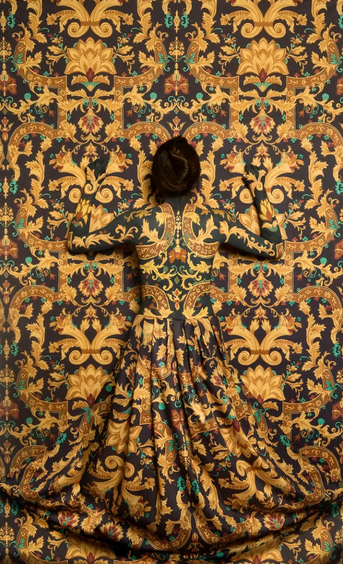 Artist Paints Her Body And Makes It Disappear Into Floral Backgrounds