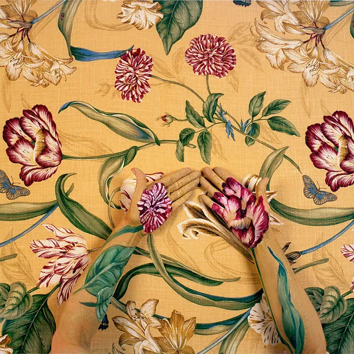 Artist Paints Her Body And Makes It Disappear Into Floral Backgrounds