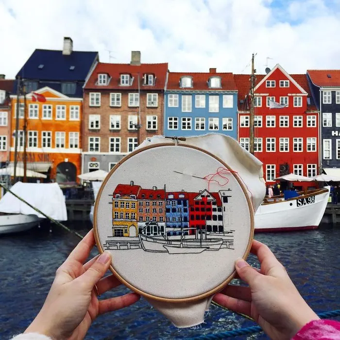 Traveling Couple Recreate The Architecture Of European Cities With Charming Embroidery