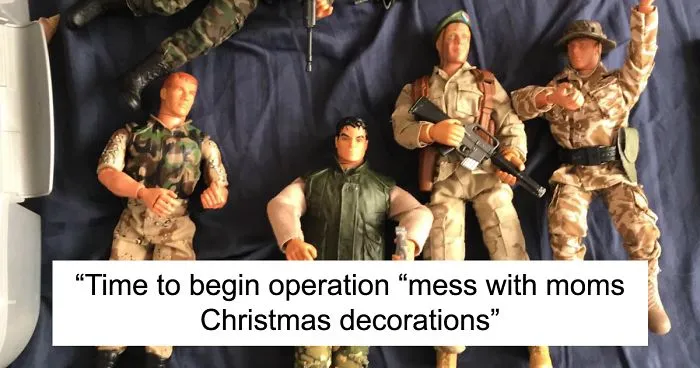 Every Christmas This Guy 'Improves' His Mom's Christmas Decorations With His Soldier Figurines And It's Hilarious