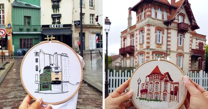 Traveling Couple Recreate The Architecture Of European Cities With Charming Embroidery