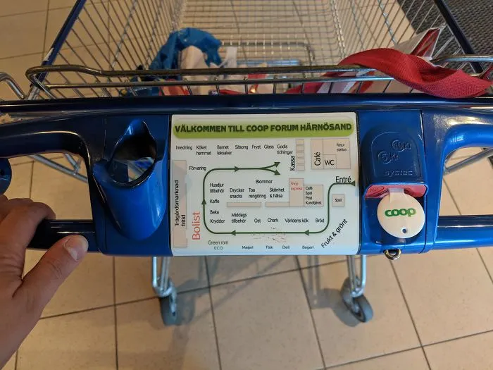 En Suecia, los carritos tienen el mapa del supermercado impreso