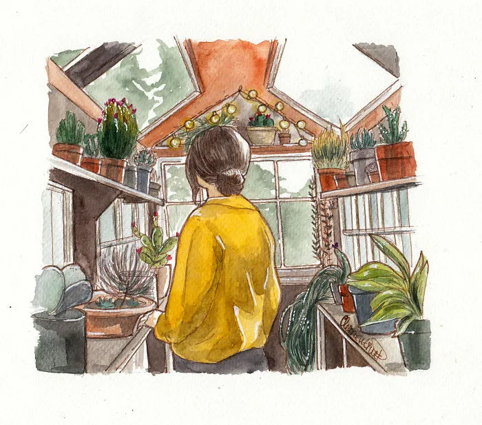 I Left My Job To Be A Full-Time Illustrator, Here Are 30 Cute Moments I Created With Watercolor And Ink