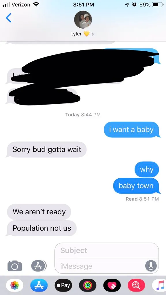 50 Of The Best Responses To The “Text Your Boyfriend 'I Want A Baby'” Challenge
