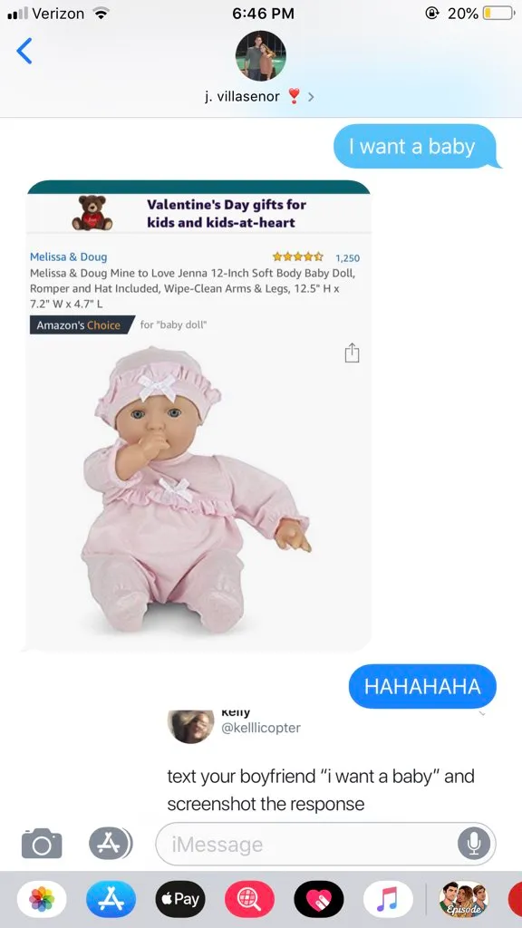 50 Of The Best Responses To The “Text Your Boyfriend 'I Want A Baby'” Challenge