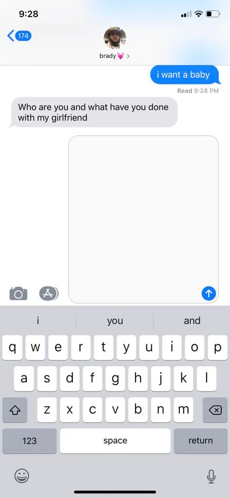 50 Of The Best Responses To The “Text Your Boyfriend 'I Want A Baby'” Challenge