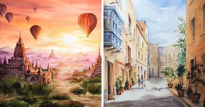 I Created A Watercolor Calendar Featuring 12 Countries In Less Than 2 Months