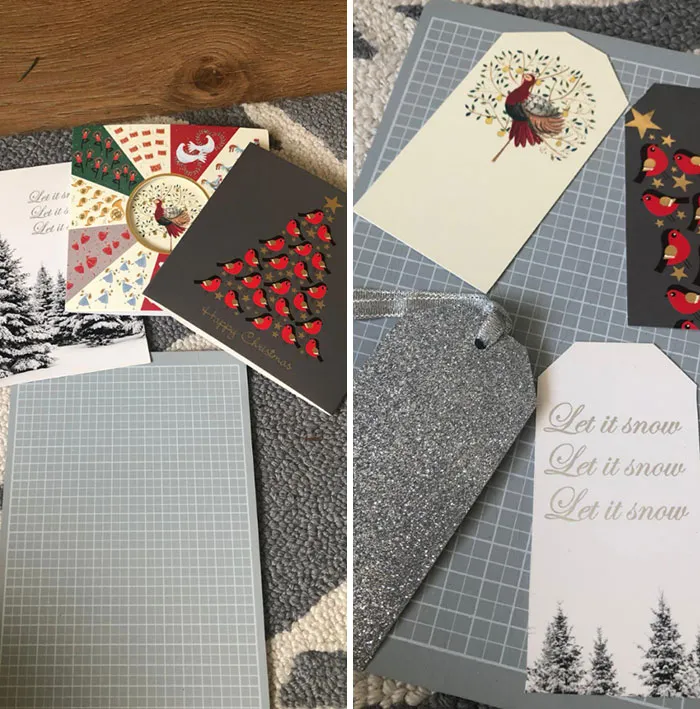 Convirtiendo las tarjetas de Navidad en etiquetas para el año siguiente