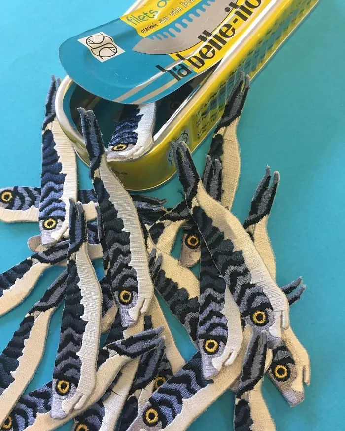 Embroidered Mackerel Sew On Patches For Breakfast. These Will Be Available To Buy Soon. I'll Post Up All The Details Over The Next Few Days X
