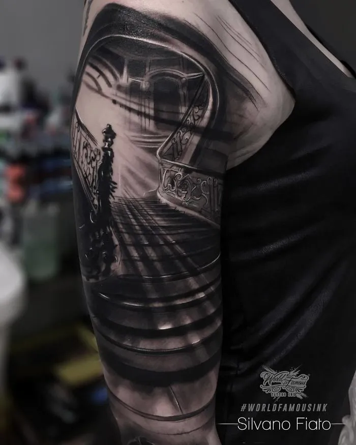 Detailed staircase tattoo on arm, perfect for every ink lover seeking unique tattoo ideas.