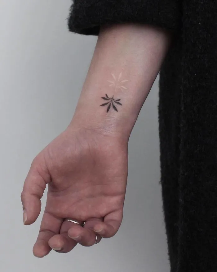 Wrist tattoo showcasing minimalist floral design for ink lovers.