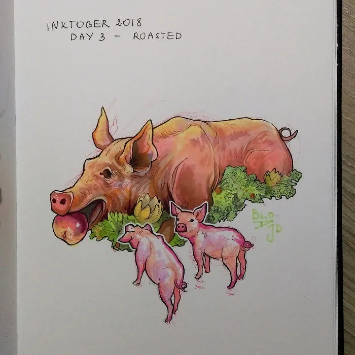My 31 Inktober Drawings Show The Scale Of Suffering We Can Inflict On Innocent Animals