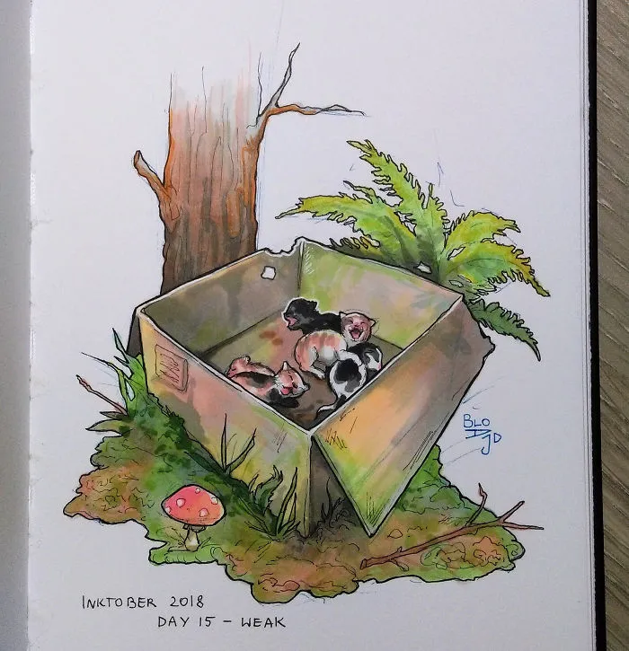 My 31 Inktober Drawings Show The Scale Of Suffering We Can Inflict On Innocent Animals