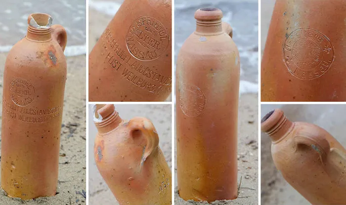 Botellas de agua mineral hechas de arcilla, procedentes de Alemania, 1860