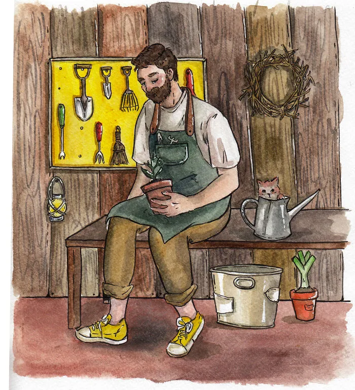 I Left My Job To Be A Full-Time Illustrator, Here Are 30 Cute Moments I Created With Watercolor And Ink