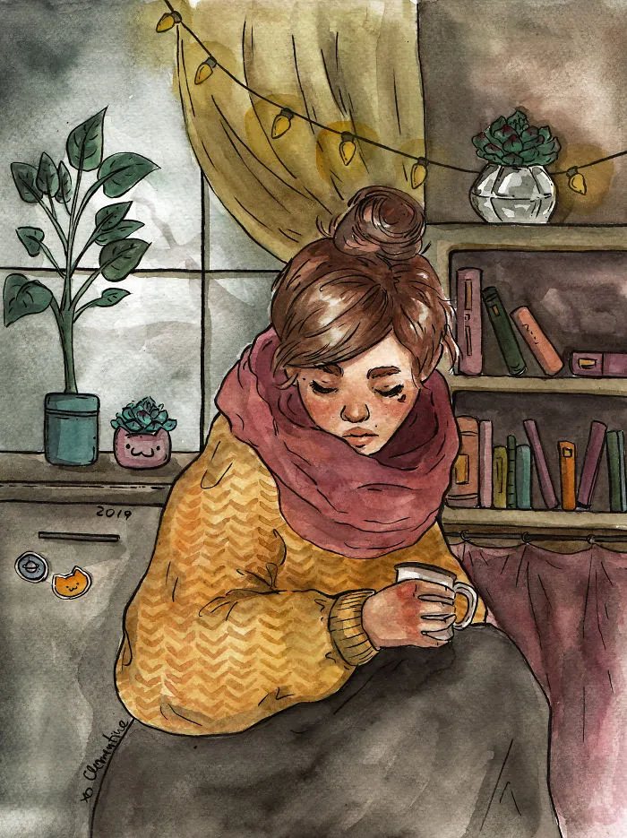 I Left My Job To Be A Full-Time Illustrator, Here Are 30 Cute Moments I Created With Watercolor And Ink