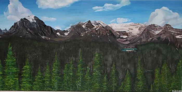 Lake Louise Oil On Canvas 3' X 1.5'