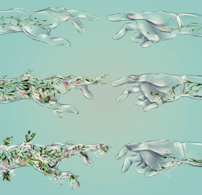 Illustrated Glass Hands To Express Emotion