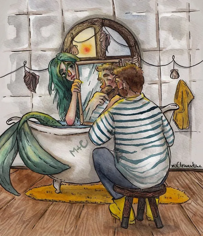 I Left My Job To Be A Full-Time Illustrator, Here Are 30 Cute Moments I Created With Watercolor And Ink