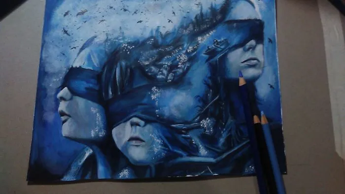 I Am 15 Years Old And This Is My Drawing Of Netflix's Bird Box (Sandra Bullock) I Made This For 2 To 3 Days