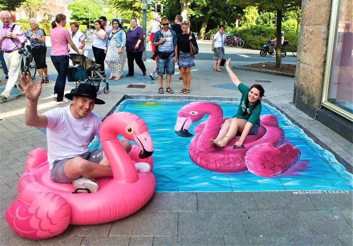 We Made A 3d Inflatable Flamingo Floating On Bricks!