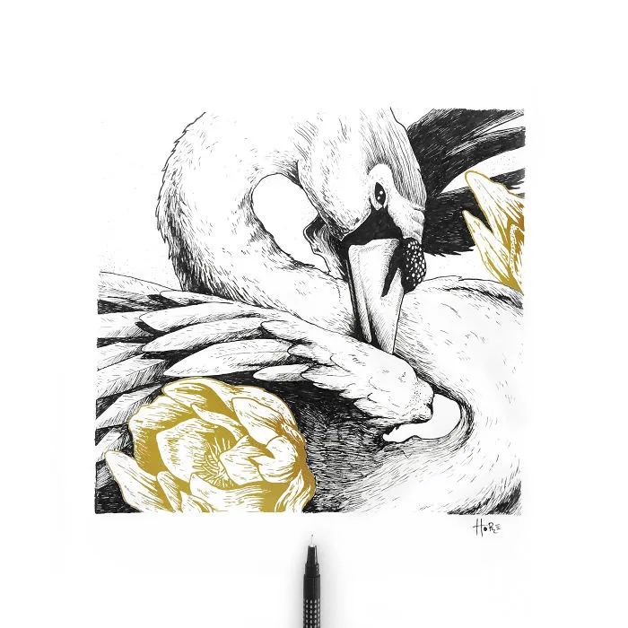 Artist Uses Black And Gold Ink Pen To Create Illustrations That Inspire People To See The Beauty Of Nature