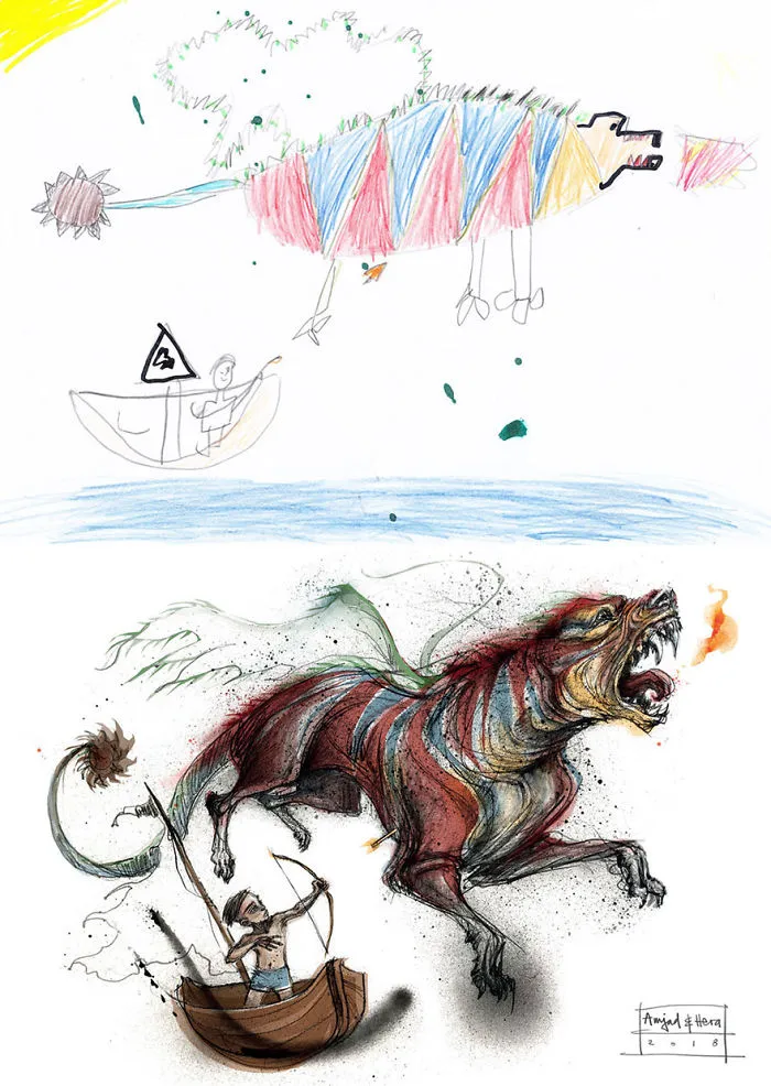 What Happens When Professional Artists Recreate Kids’ Monster Doodles In Their Own Unique Style (New Pics)