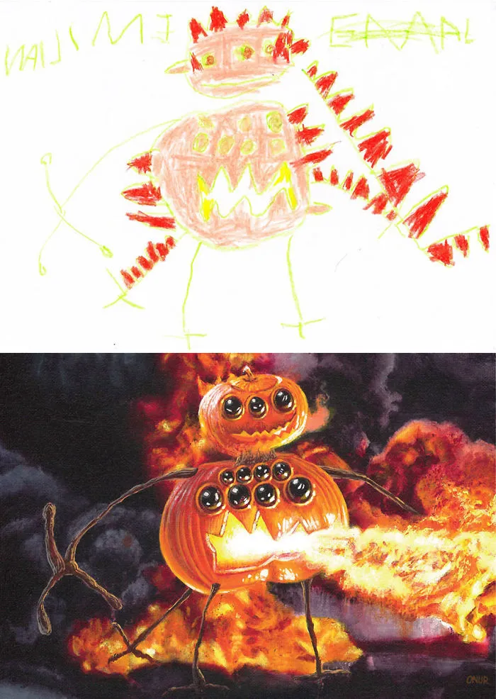 What Happens When Professional Artists Recreate Kids’ Monster Doodles In Their Own Unique Style (New Pics)