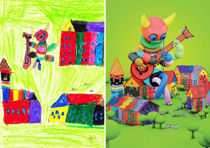 What Happens When Professional Artists Recreate Kids’ Monster Doodles In Their Own Unique Style (New Pics)