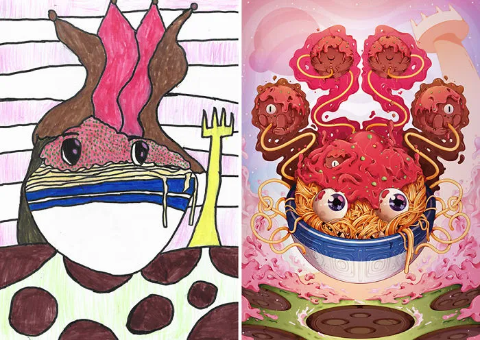 What Happens When Professional Artists Recreate Kids’ Monster Doodles In Their Own Unique Style (New Pics)