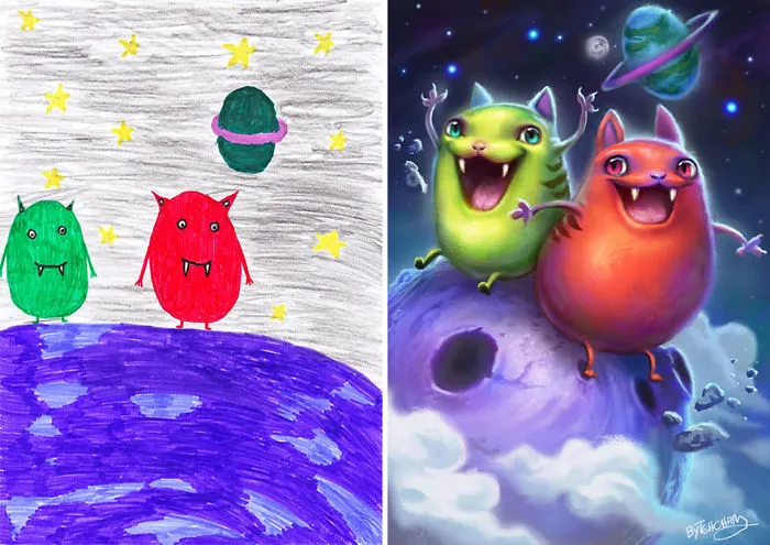 What Happens When Professional Artists Recreate Kids’ Monster Doodles In Their Own Unique Style (New Pics)