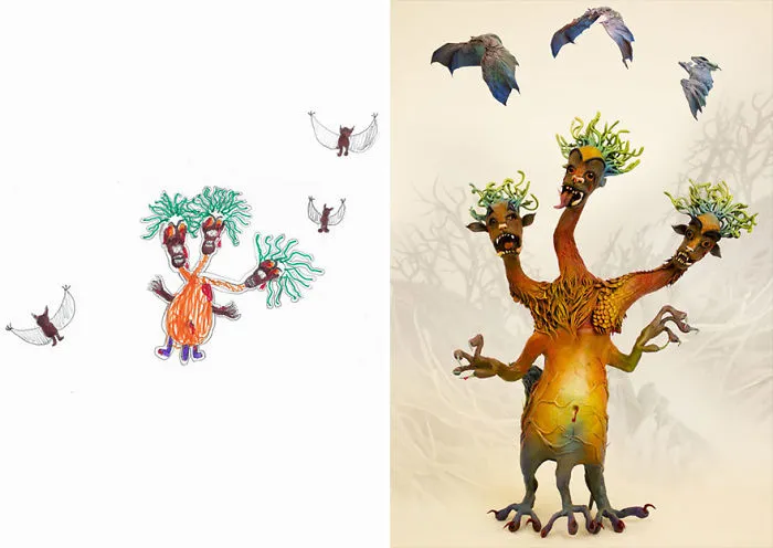 What Happens When Professional Artists Recreate Kids’ Monster Doodles In Their Own Unique Style (New Pics)