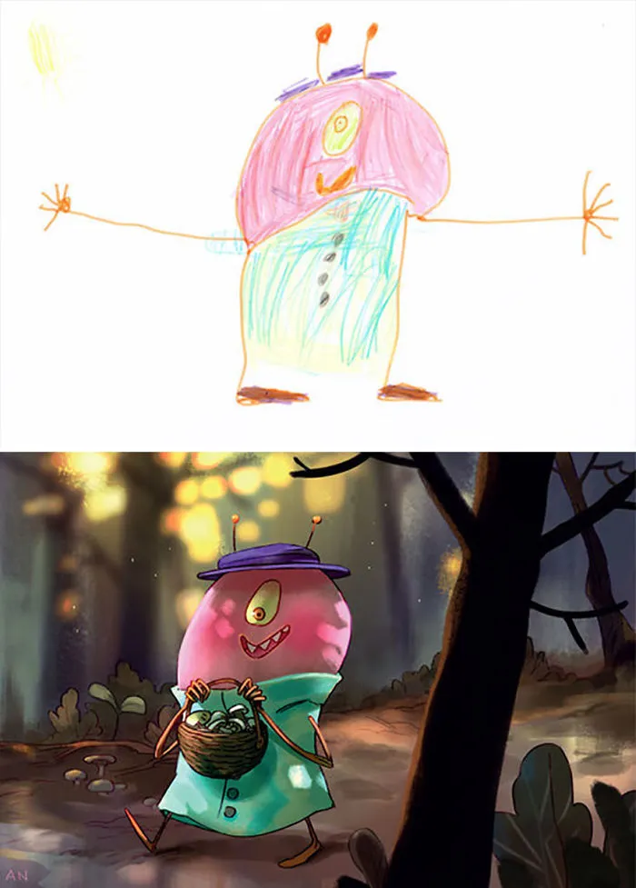 What Happens When Professional Artists Recreate Kids’ Monster Doodles In Their Own Unique Style (New Pics)
