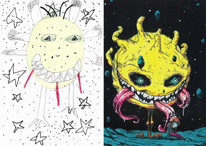 What Happens When Professional Artists Recreate Kids’ Monster Doodles In Their Own Unique Style (New Pics)