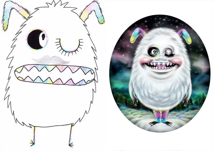 What Happens When Professional Artists Recreate Kids’ Monster Doodles In Their Own Unique Style (New Pics)