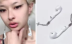 In Order Not To Lose Her AirPods, This Woman Literally Pierced Them Through Her Ears