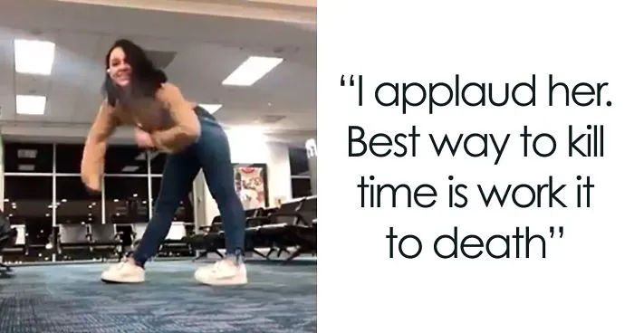 This Woman's Flight Was Canceled For 4 Hours, So She Decided To Entertain Herself By Dancing In An Airport With A Cat
