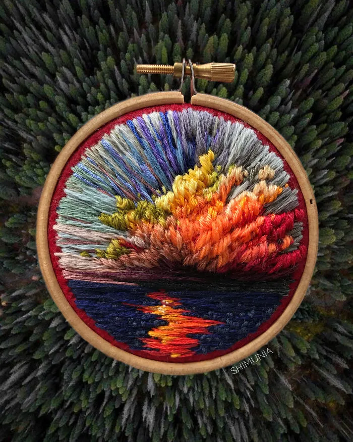 Esta bordadora usa hilo en vez de pintura para crear increíbles escenas de paisajes (Nuevas imágenes)