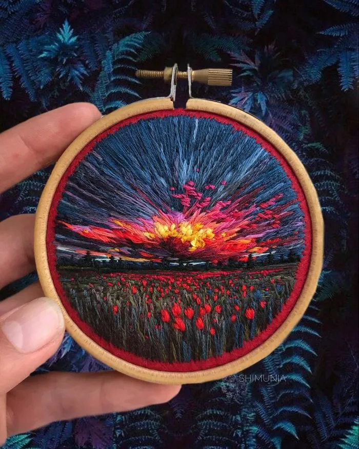 Esta bordadora usa hilo en vez de pintura para crear increíbles escenas de paisajes (Nuevas imágenes)